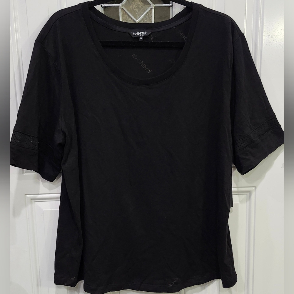 NWT Bebe Black Logo Burnout Tshirt Women's Size 1x